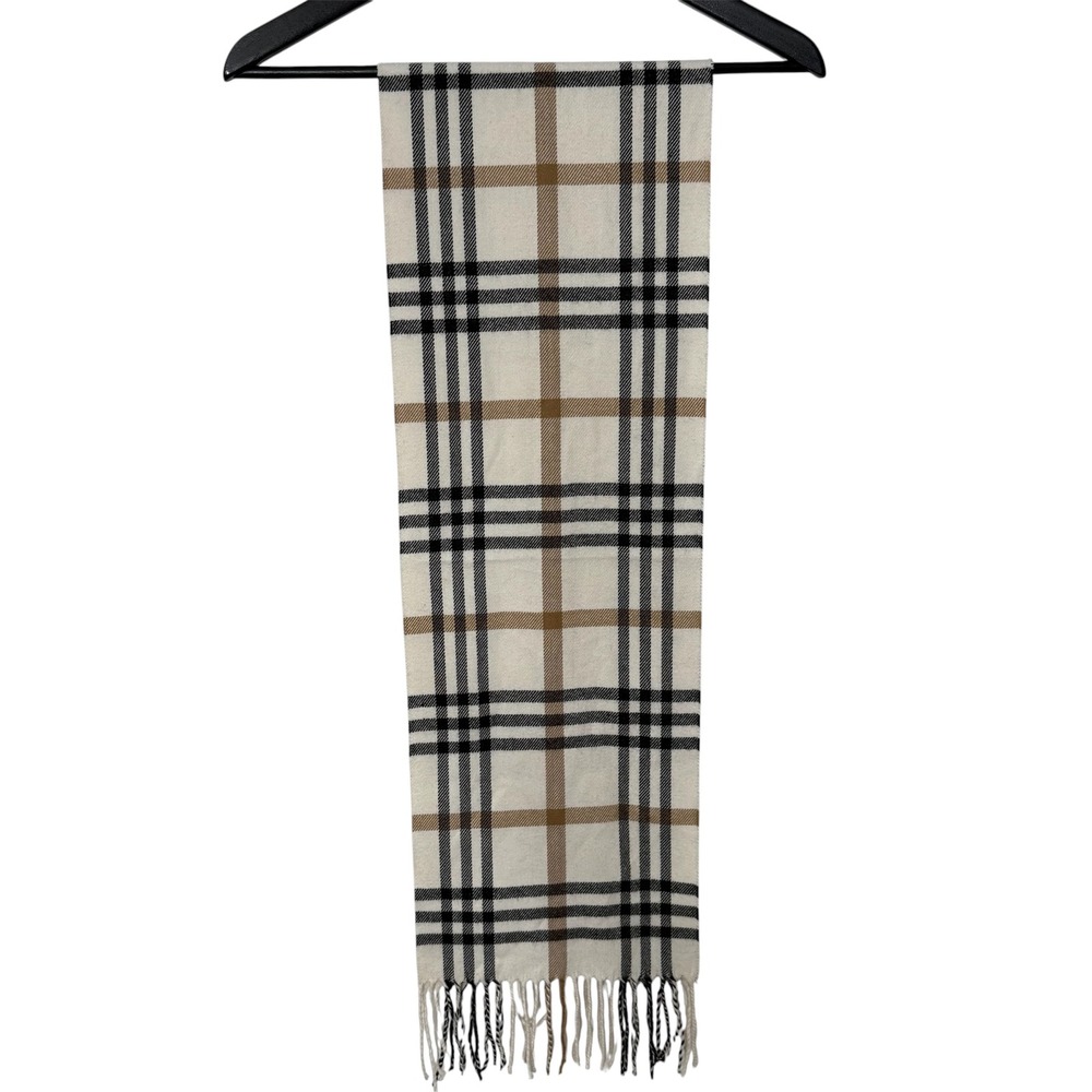 Women's Cream-Colored Plaid Scarf